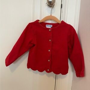 Jacadi Red Scallop-Hem Long Sleeve Top